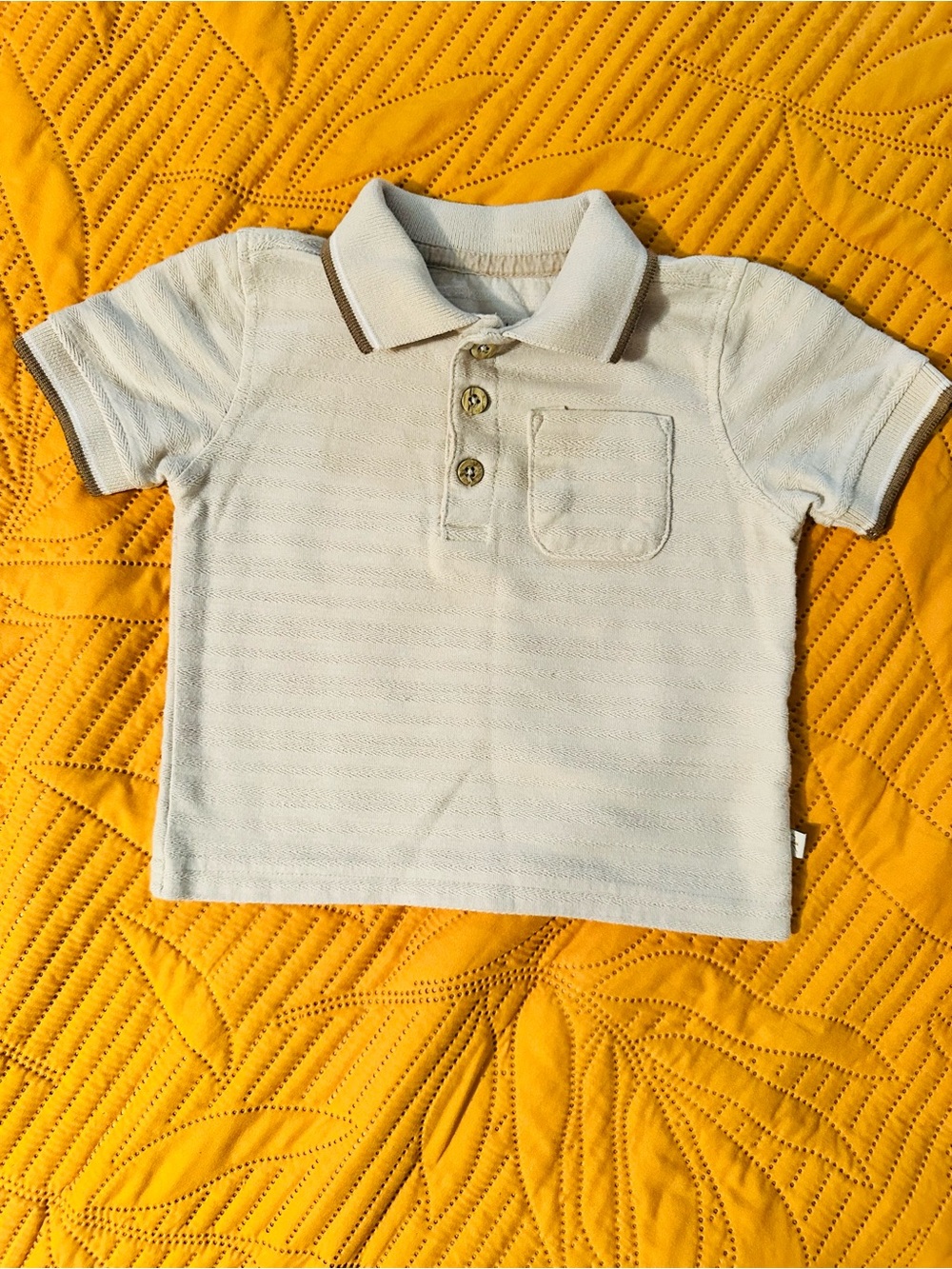 Calvin Klein Jeans Cream Polo with Contrast Trim